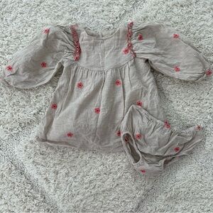 Zara Embroidered Flower Dress & Bloomers
